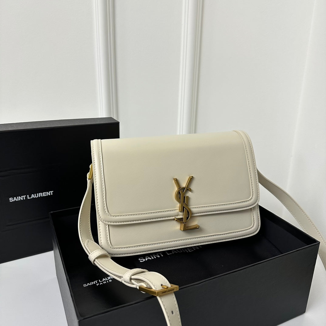 SAINT LAURENT SOLFERINO 23 SATCHEL IN BOX WHITE CALFSKIN