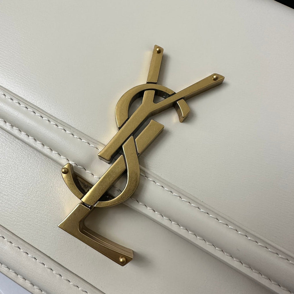 SAINT LAURENT SOLFERINO 23 SATCHEL IN BOX WHITE CALFSKIN