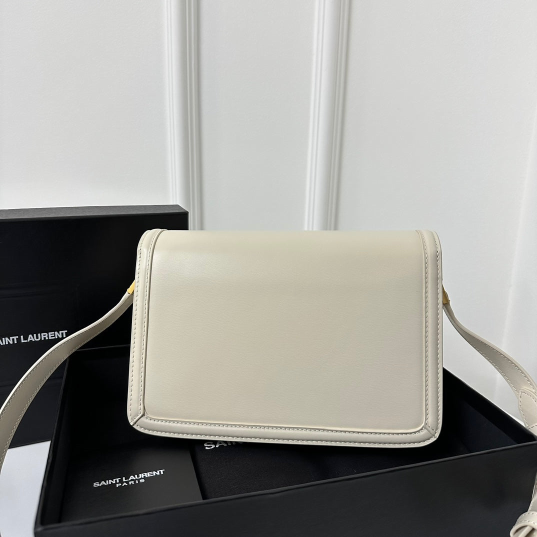 SAINT LAURENT SOLFERINO 23 SATCHEL IN BOX WHITE CALFSKIN
