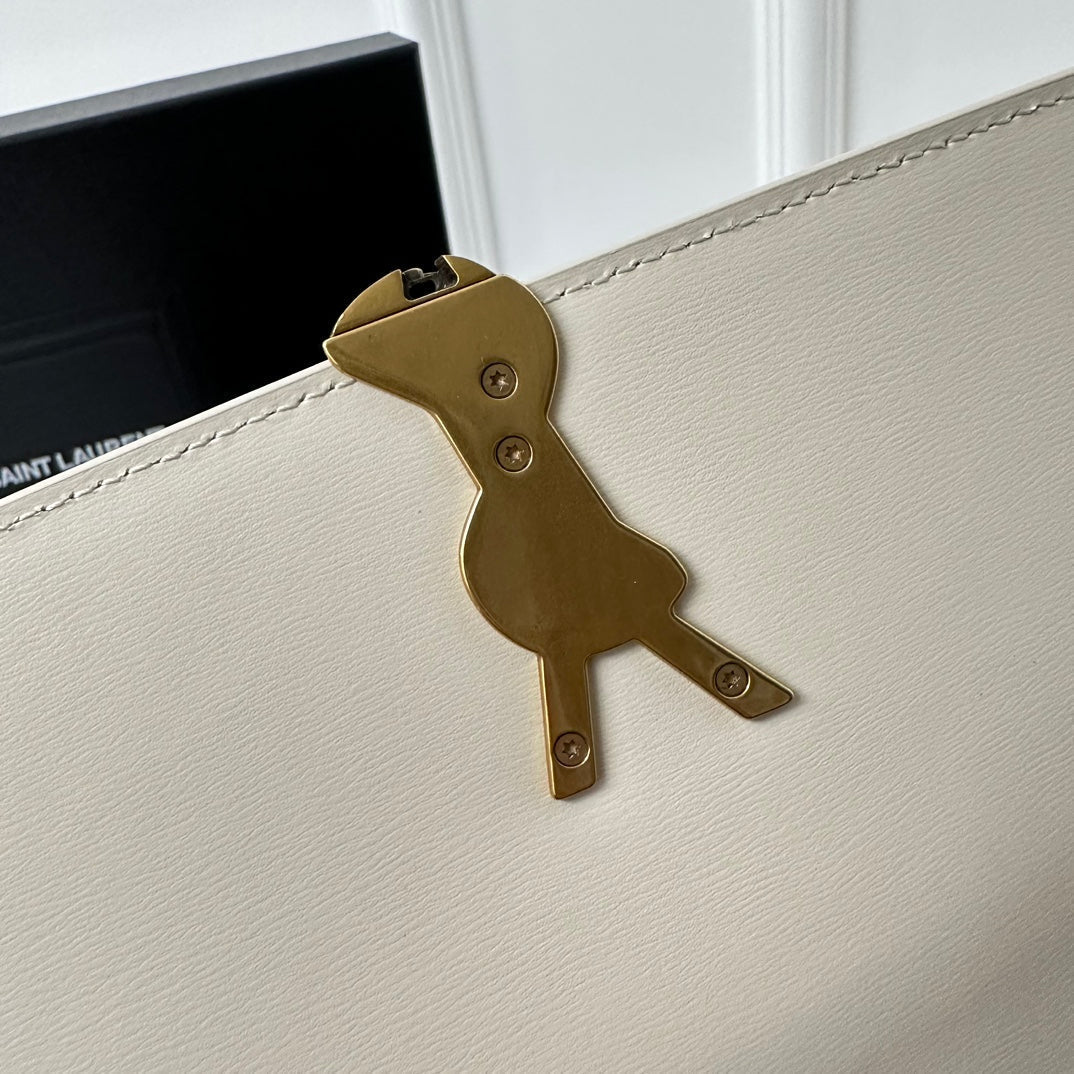 SAINT LAURENT SOLFERINO 23 SATCHEL IN BOX WHITE CALFSKIN