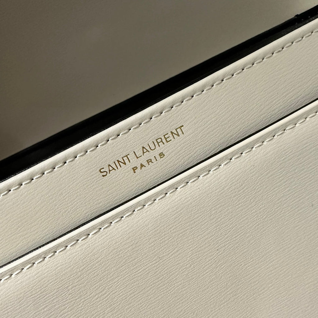 SAINT LAURENT SOLFERINO 23 SATCHEL IN BOX WHITE CALFSKIN