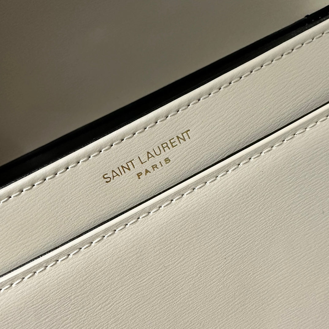 SAINT LAURENT SOLFERINO 23 SATCHEL IN BOX WHITE CALFSKIN