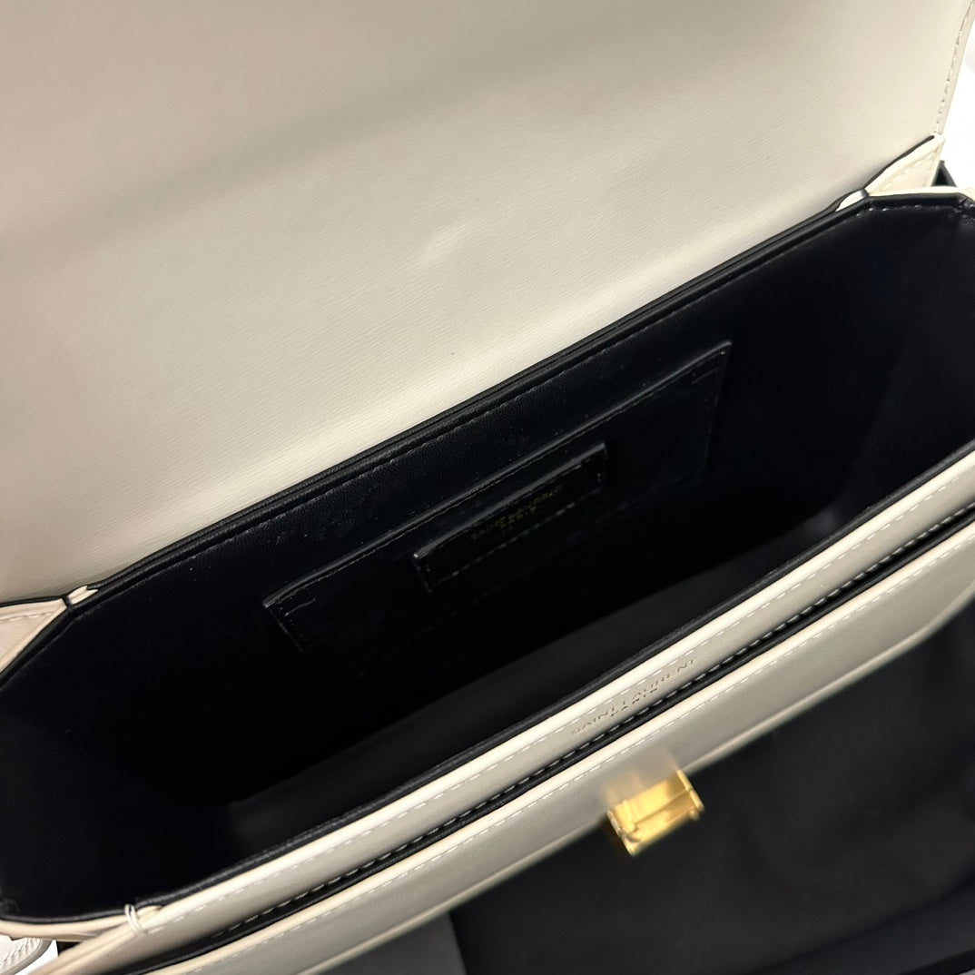 SAINT LAURENT SOLFERINO 23 SATCHEL IN BOX WHITE CALFSKIN