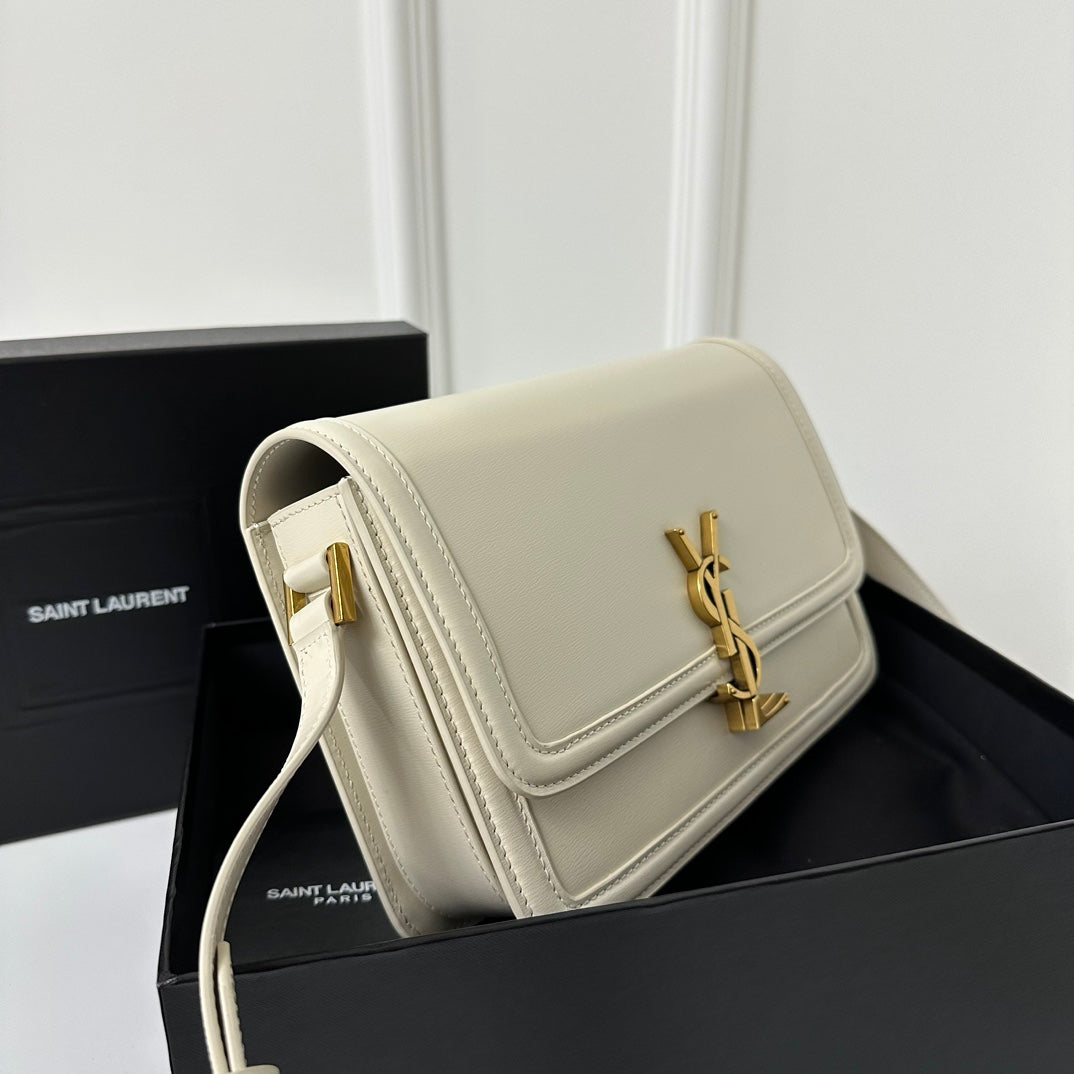 SAINT LAURENT SOLFERINO 23 SATCHEL IN BOX WHITE CALFSKIN