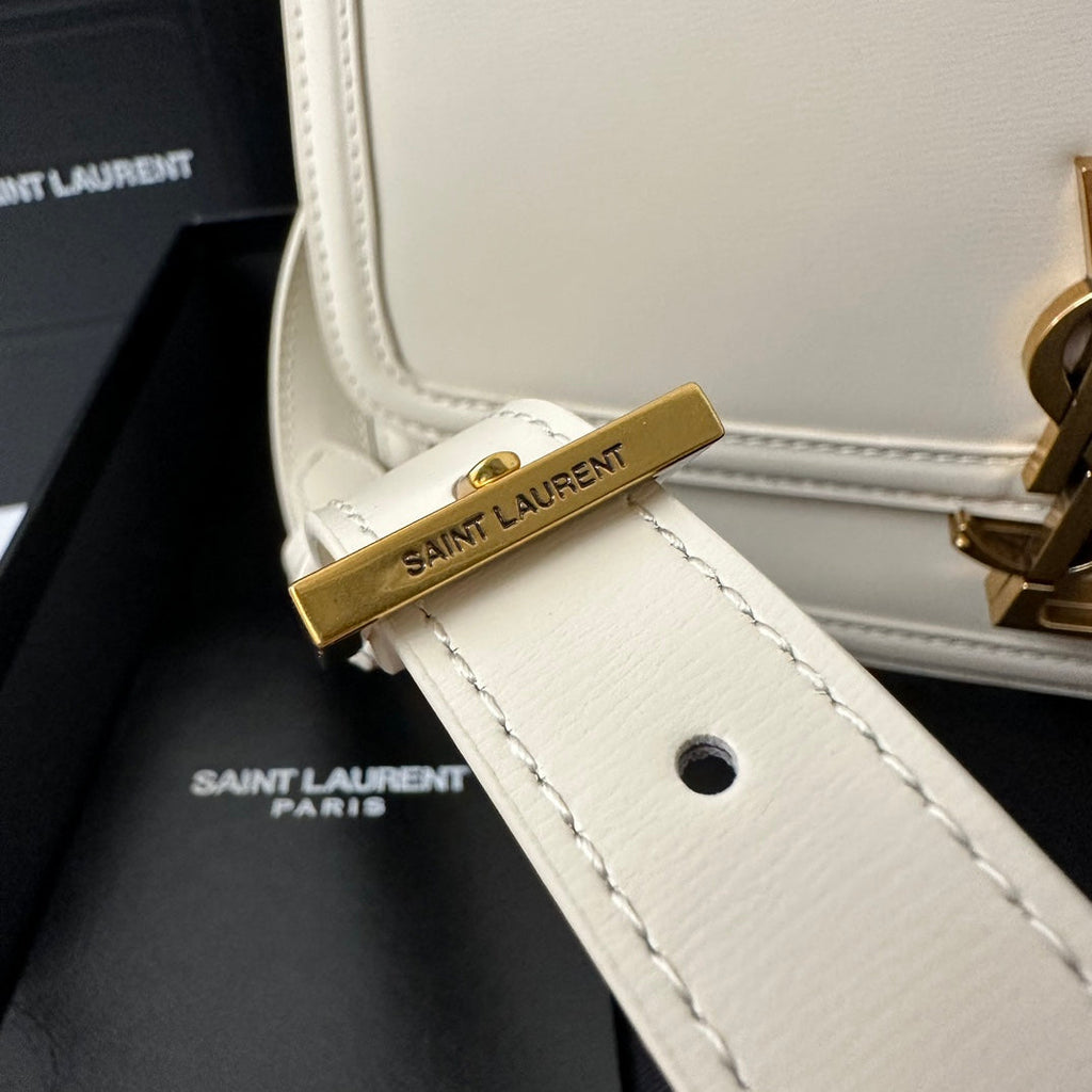 SAINT LAURENT SOLFERINO 23 SATCHEL IN BOX WHITE CALFSKIN