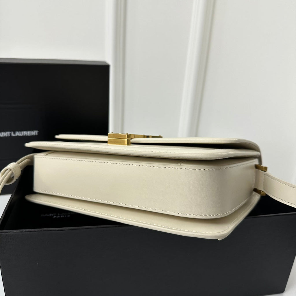 SAINT LAURENT SOLFERINO 23 SATCHEL IN BOX WHITE CALFSKIN