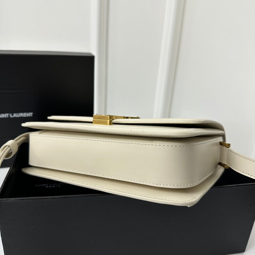 SAINT LAURENT SOLFERINO 23 SATCHEL IN BOX WHITE CALFSKIN