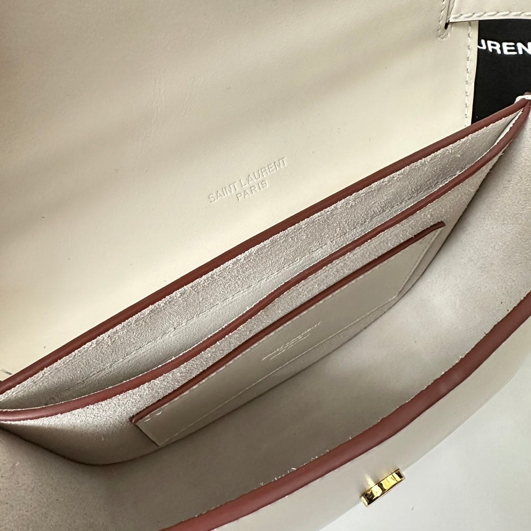 SAINT LAURENT KAIA 18 HANDBAG IN WHITE CALFSKIN