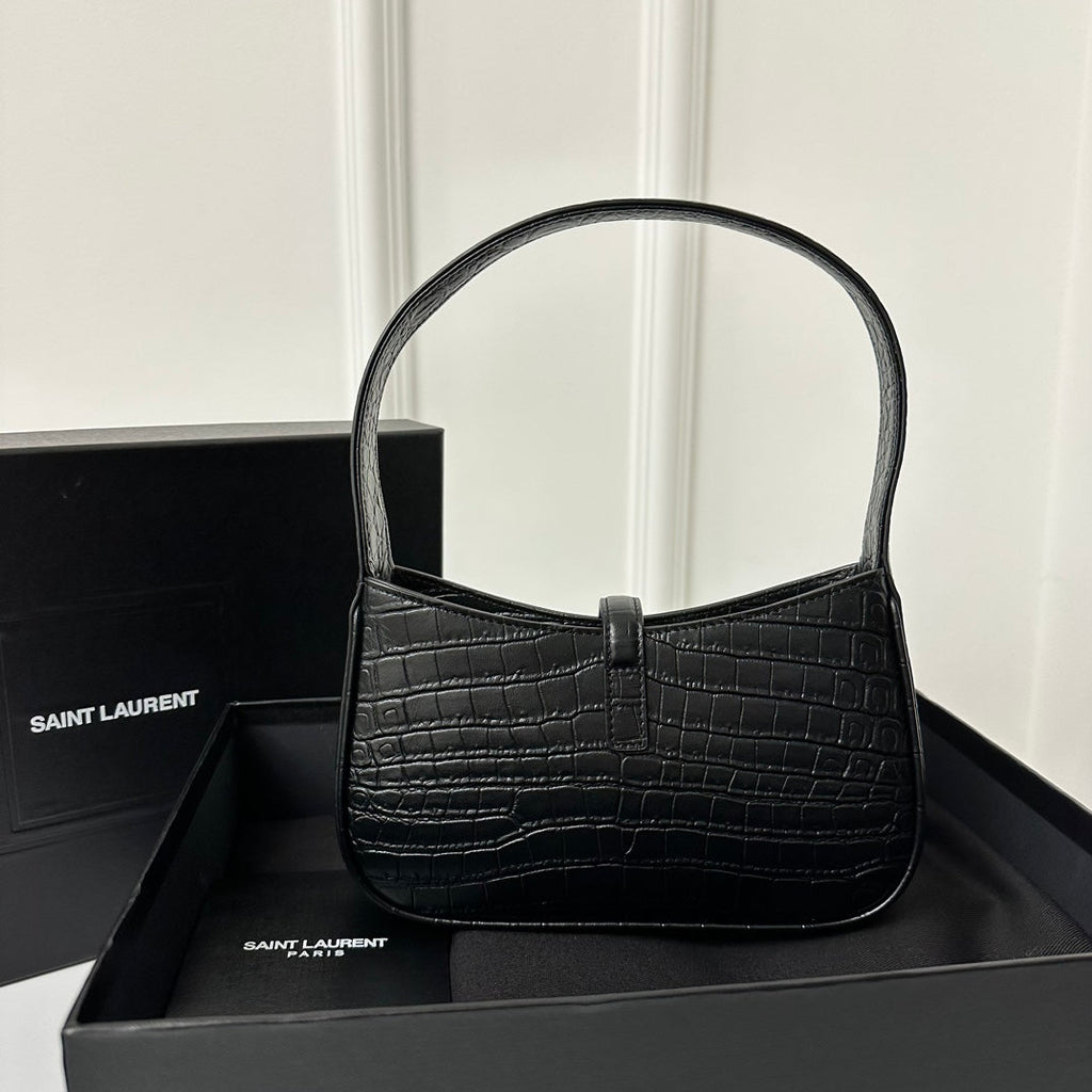 SAINT LAURENT MINI 19 BLACK CALFSKIN HOBO