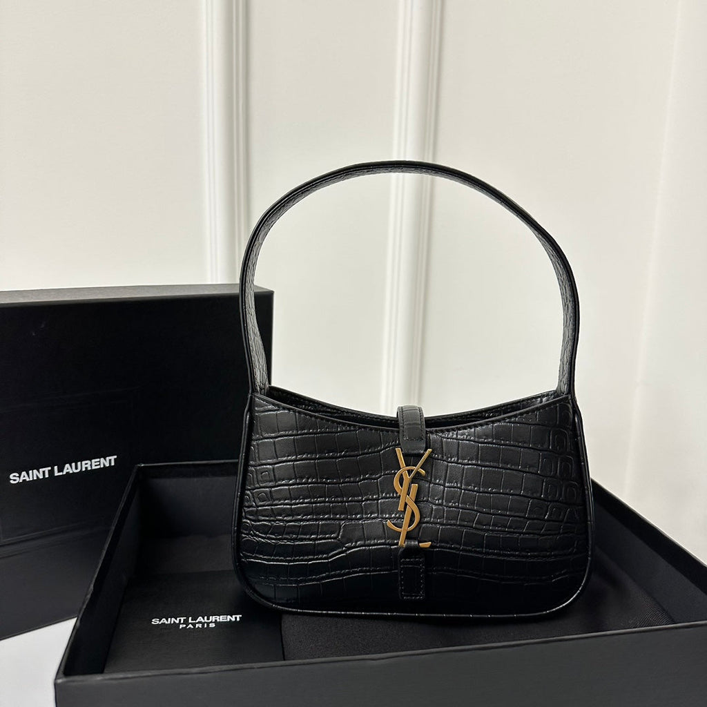 SAINT LAURENT MINI 19 BLACK CALFSKIN HOBO