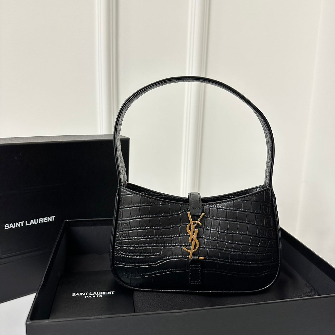 SAINT LAURENT MINI 19 BLACK CALFSKIN HOBO