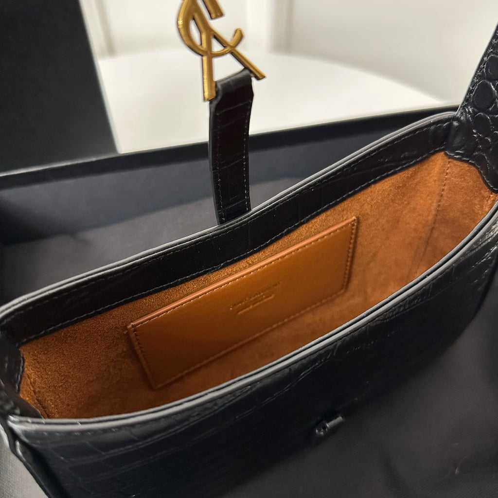 SAINT LAURENT MINI 19 BLACK CALFSKIN HOBO