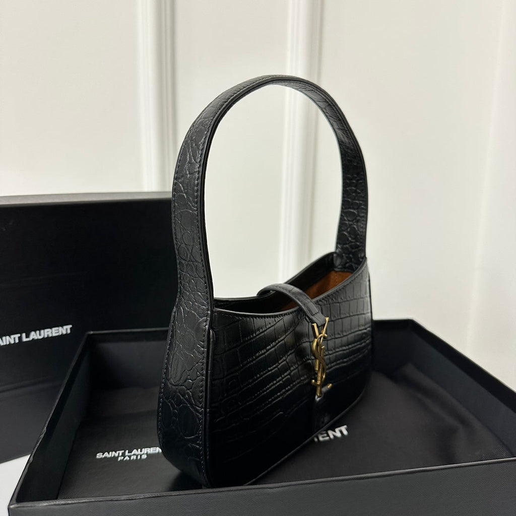 SAINT LAURENT MINI 19 BLACK CALFSKIN HOBO
