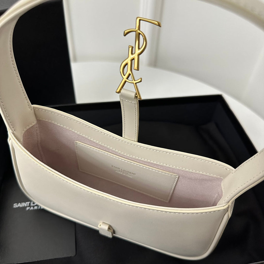 SAINT LAURENT MINI 19 WHITE SMOOTH CALFSKIN