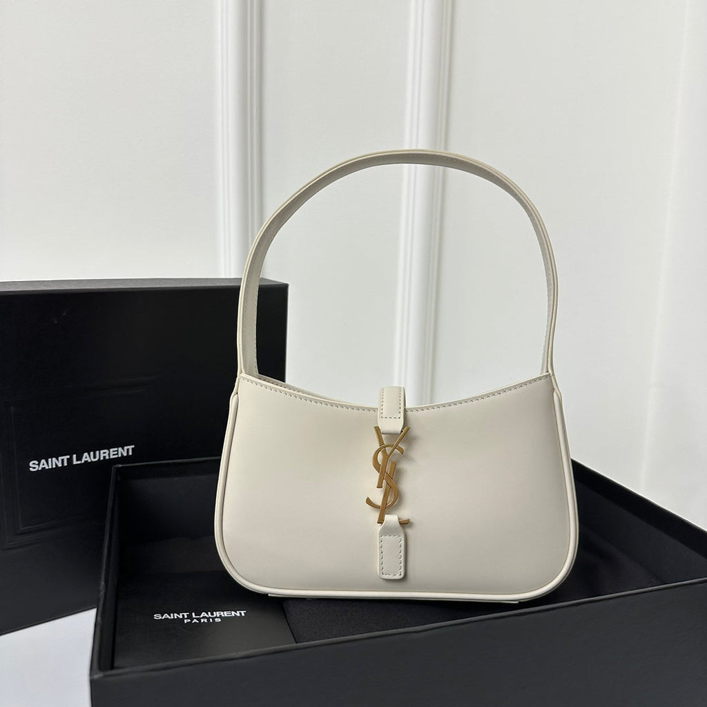 SAINT LAURENT MINI 19 WHITE SMOOTH CALFSKIN