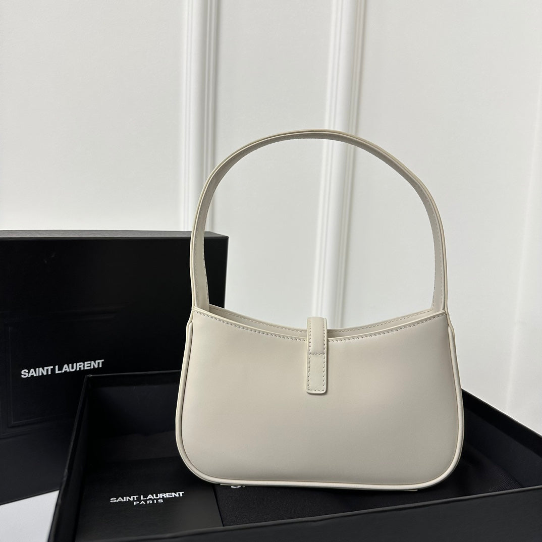 SAINT LAURENT MINI 19 WHITE SMOOTH CALFSKIN