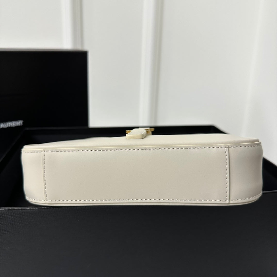 SAINT LAURENT MINI 19 WHITE SMOOTH CALFSKIN