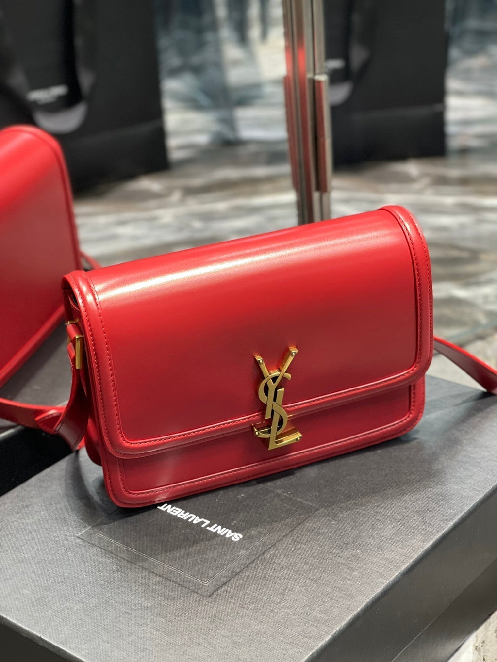 SAINT LAURENT SOLFERINO MEDIUM 23 RED CALFSKIN GOLD HARDWARE