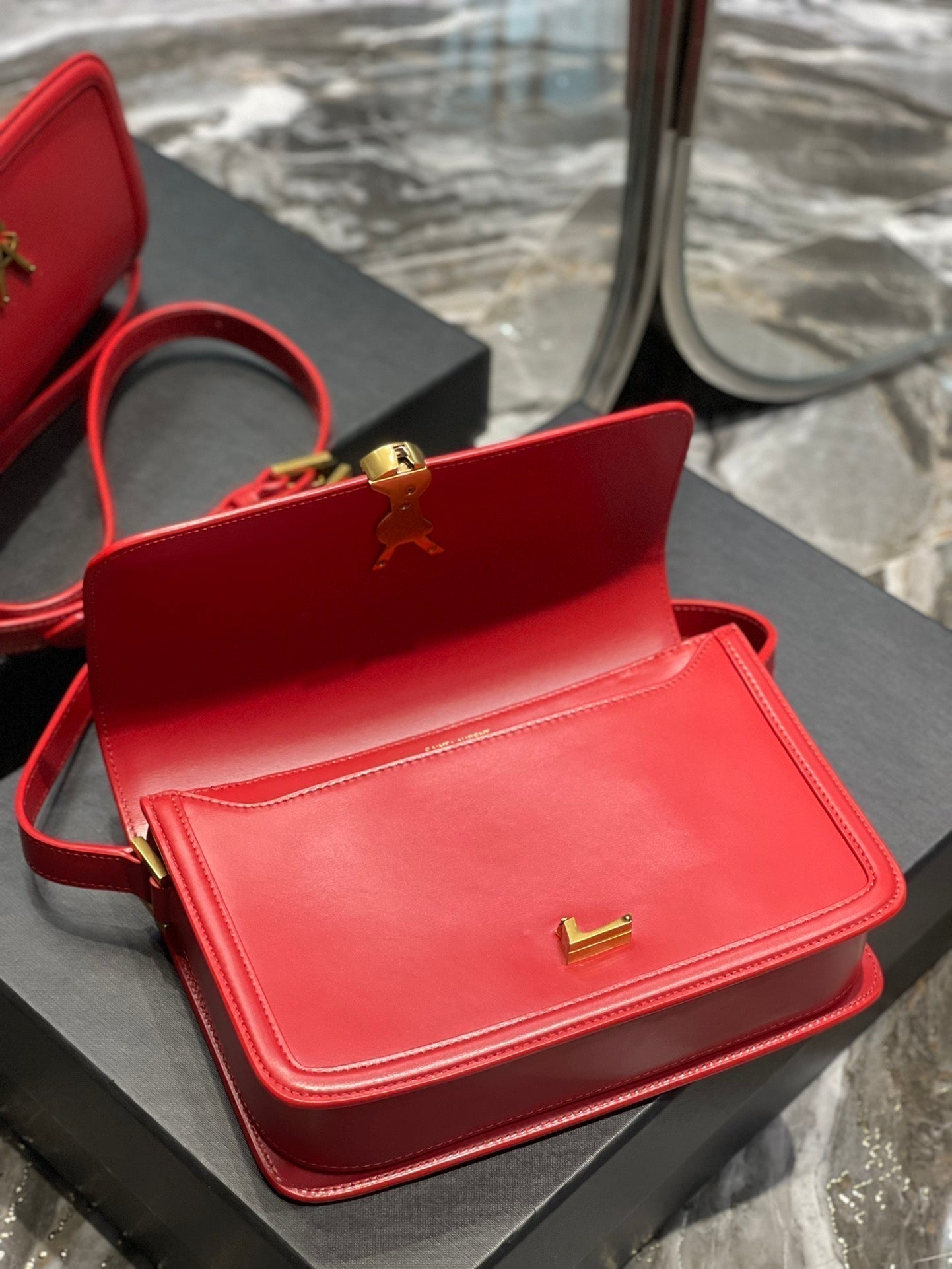 SAINT LAURENT SOLFERINO MEDIUM 23 RED CALFSKIN GOLD HARDWARE