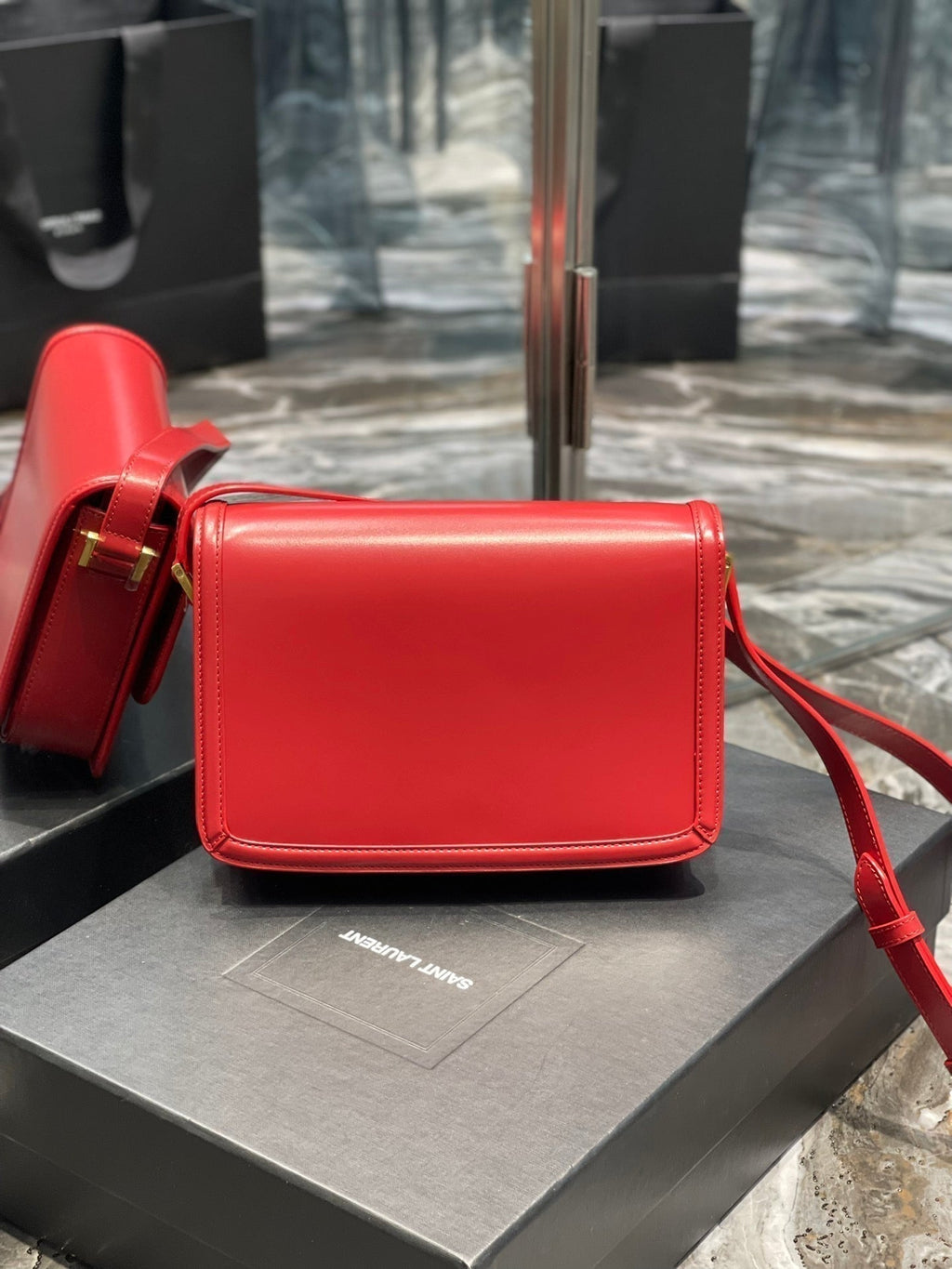 SAINT LAURENT SOLFERINO MEDIUM 23 RED CALFSKIN GOLD HARDWARE
