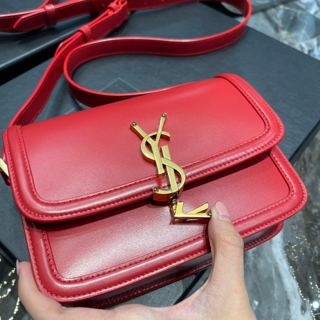 SAINT LAURENT SOLFERINO SMALL 19 RED CALFSKIN GOLD HARDWARE