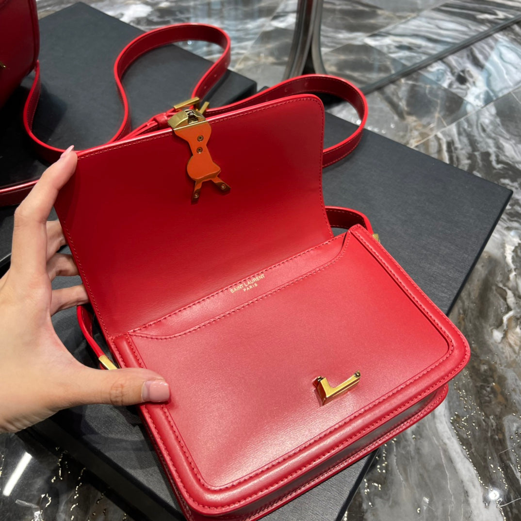 SAINT LAURENT SOLFERINO SMALL 19 RED CALFSKIN GOLD HARDWARE