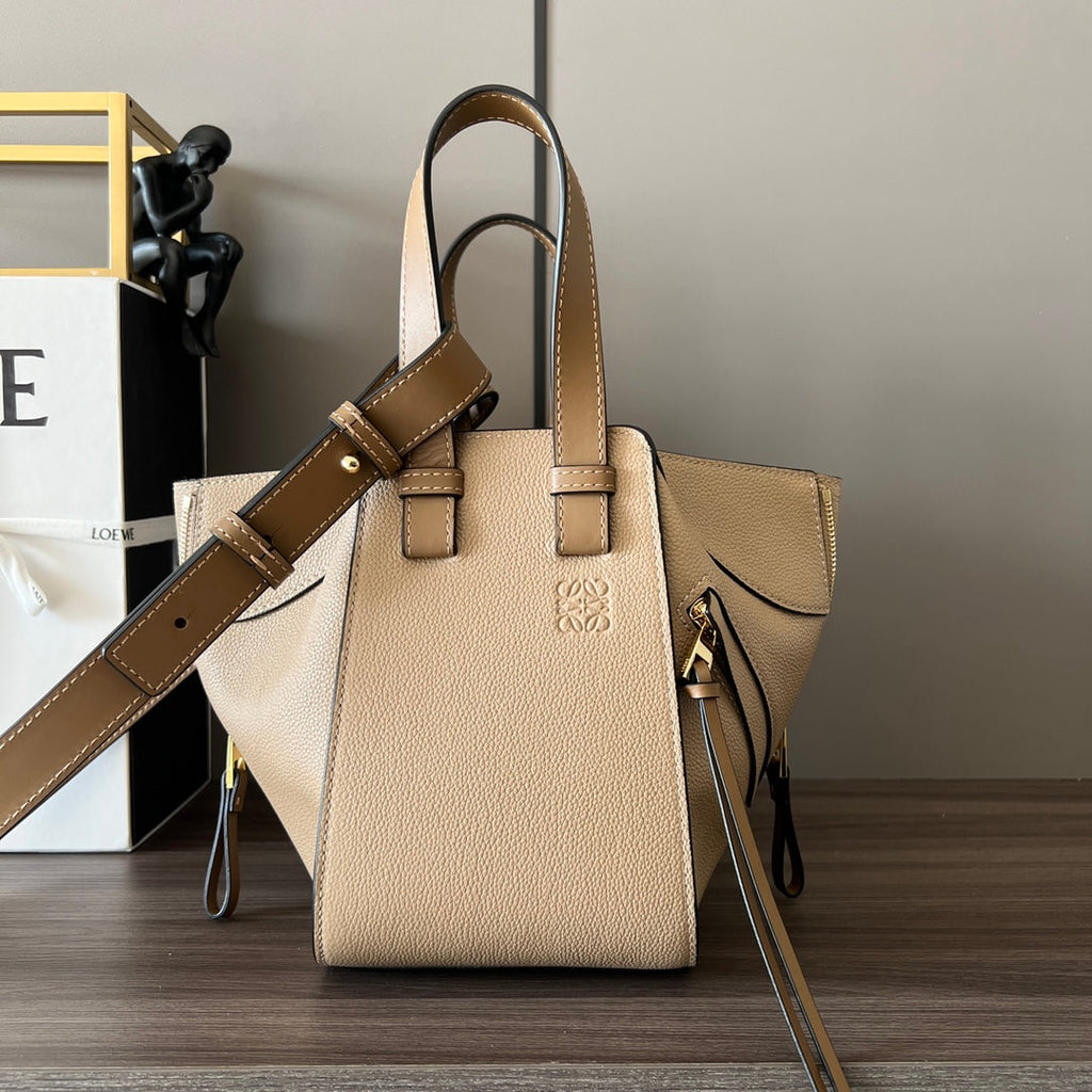 LOEWE LOE MINI 20 HAMMOCK BAG IN SAND BROWN CALFSKIN