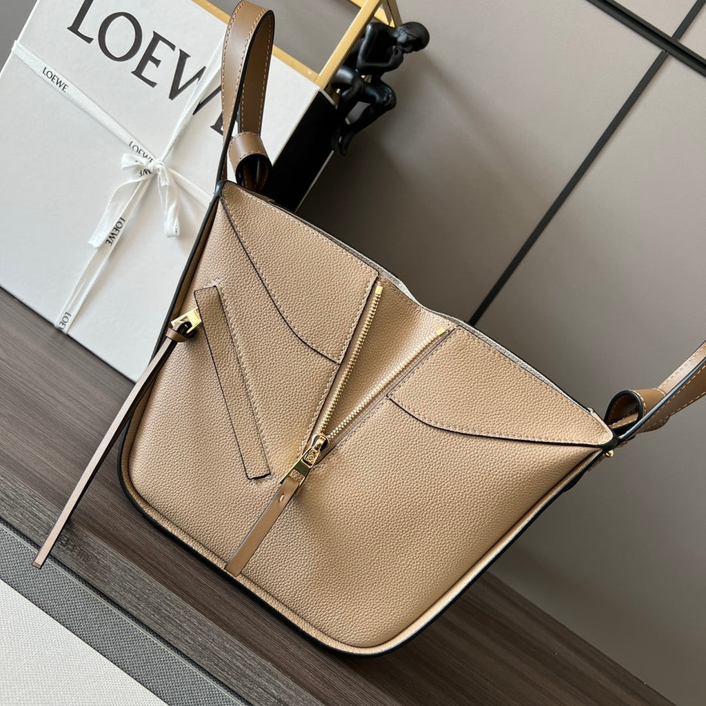 LOEWE LOE MINI 20 HAMMOCK BAG IN SAND BROWN CALFSKIN