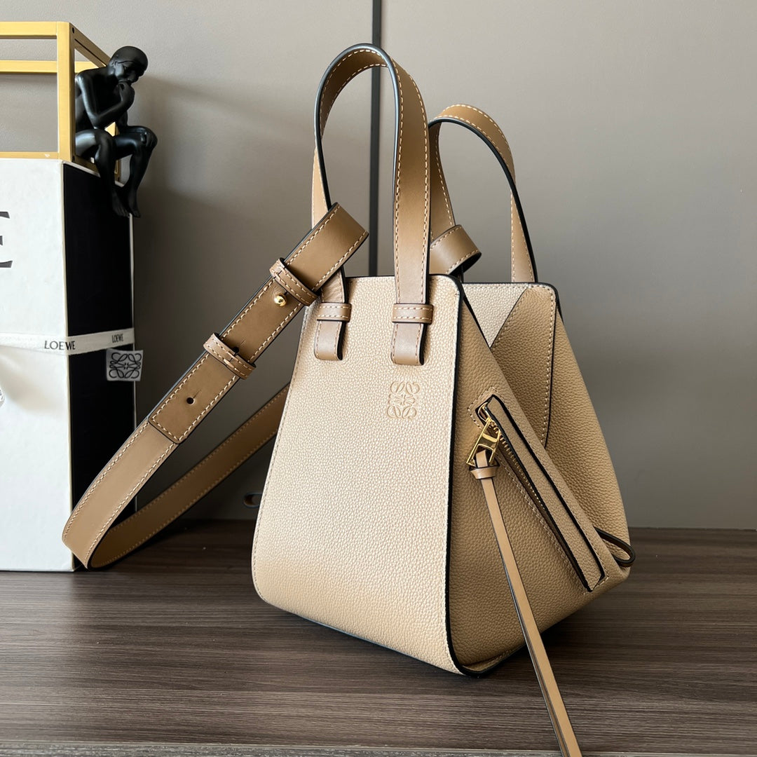 LOEWE LOE MINI 20 HAMMOCK BAG IN SAND BROWN CALFSKIN