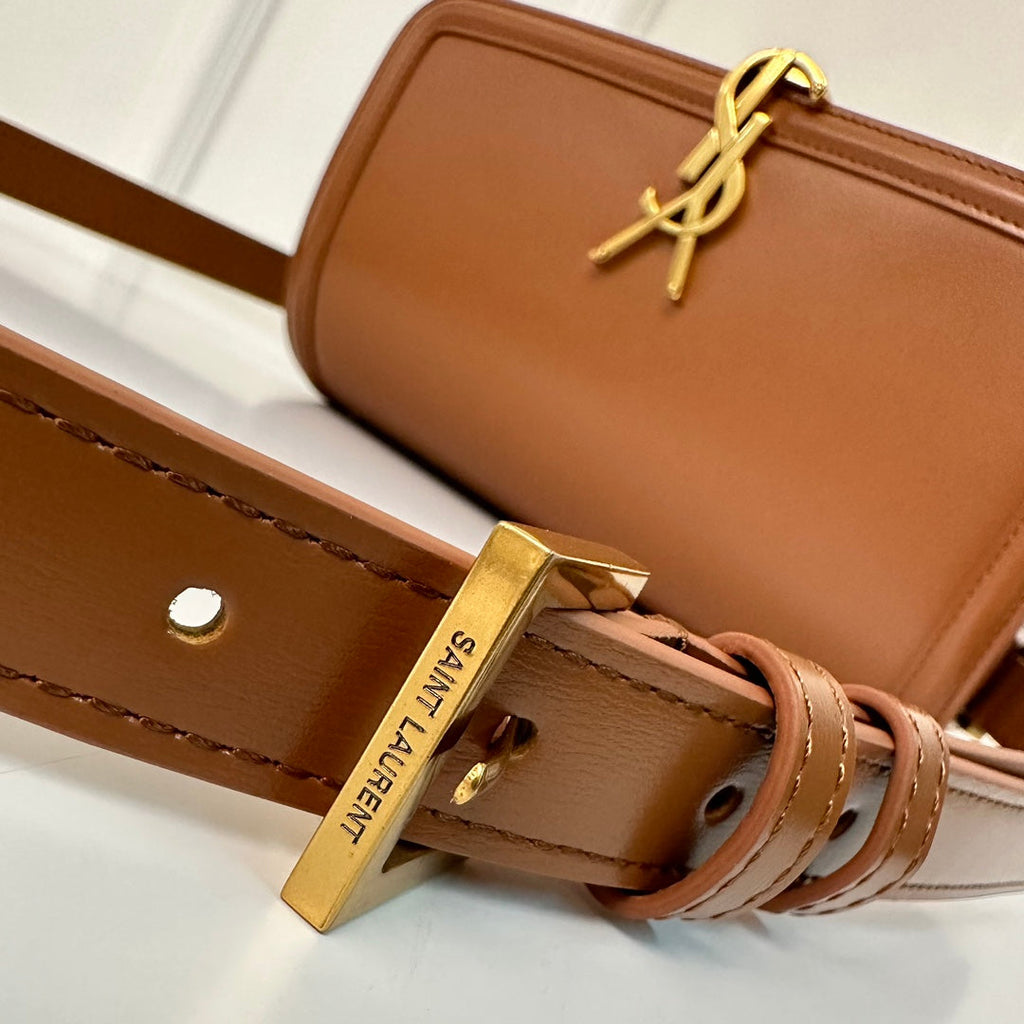SAINT LAURENT SOLFERINO 23 SATCHEL IN BOX CINNAMON BROWN CALFSKIN