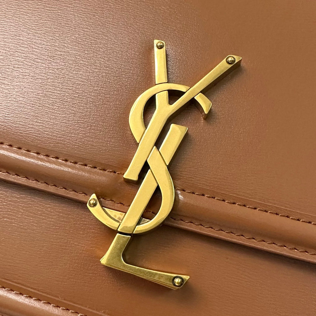 SAINT LAURENT SOLFERINO 23 SATCHEL IN BOX CINNAMON BROWN CALFSKIN