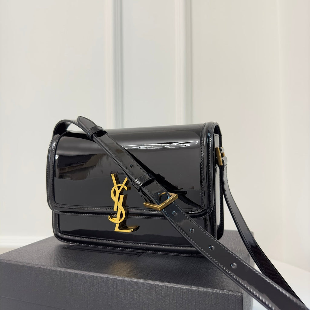 SAINT LAURENT SOLFERINO 23 SATCHEL IN BOX BLACK CALFSKIN