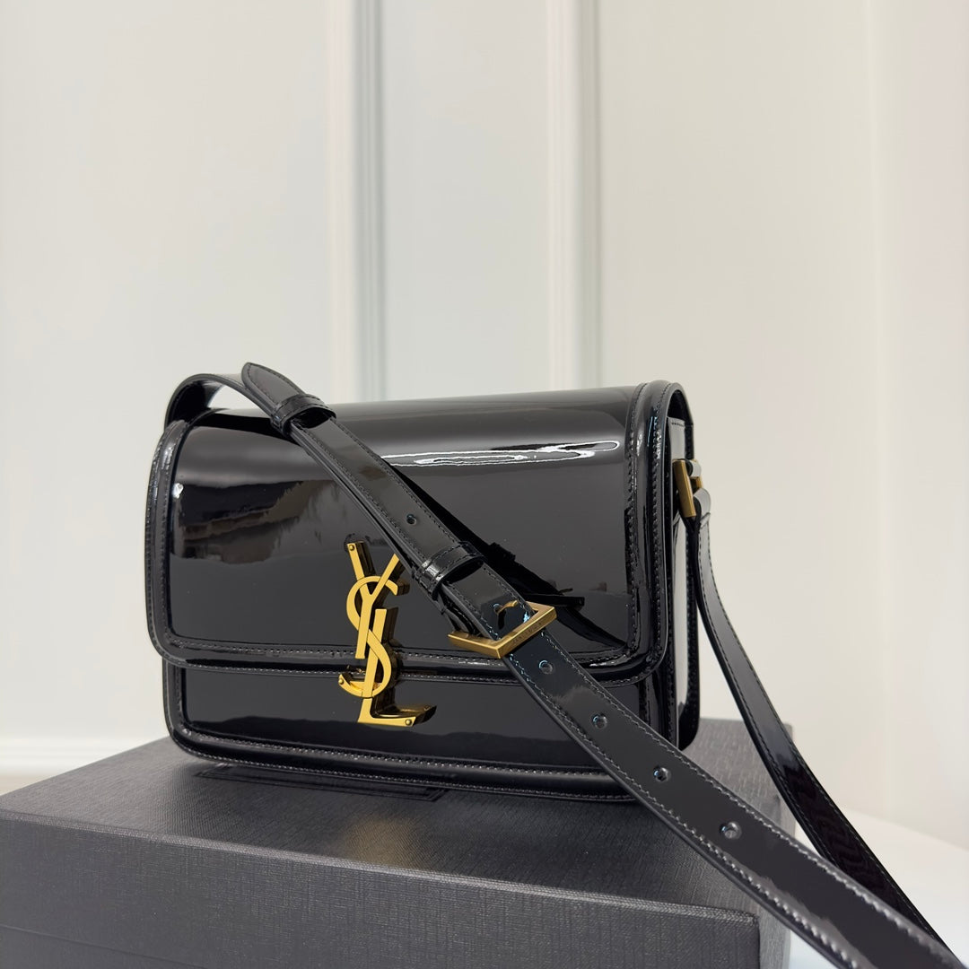 SAINT LAURENT SOLFERINO 23 SATCHEL IN BOX BLACK CALFSKIN