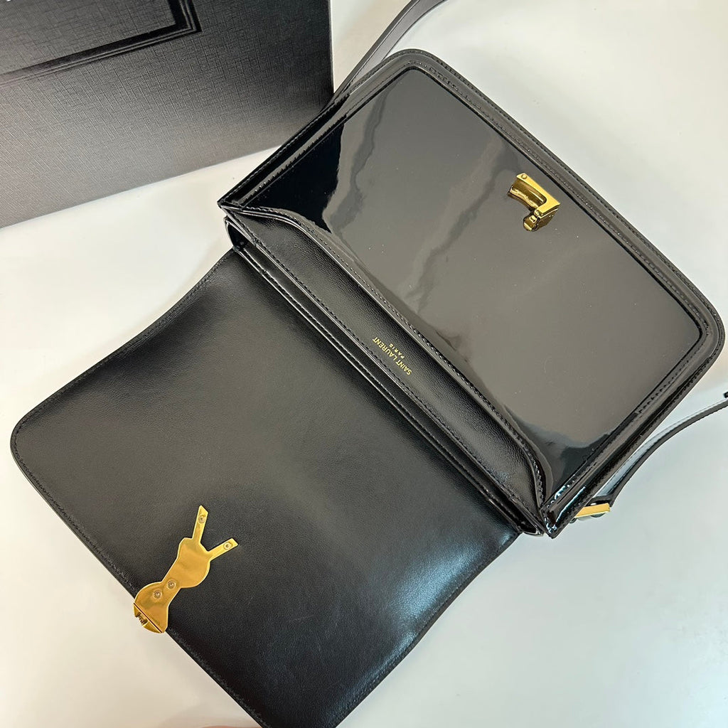 SAINT LAURENT SOLFERINO 23 SATCHEL IN BOX BLACK CALFSKIN