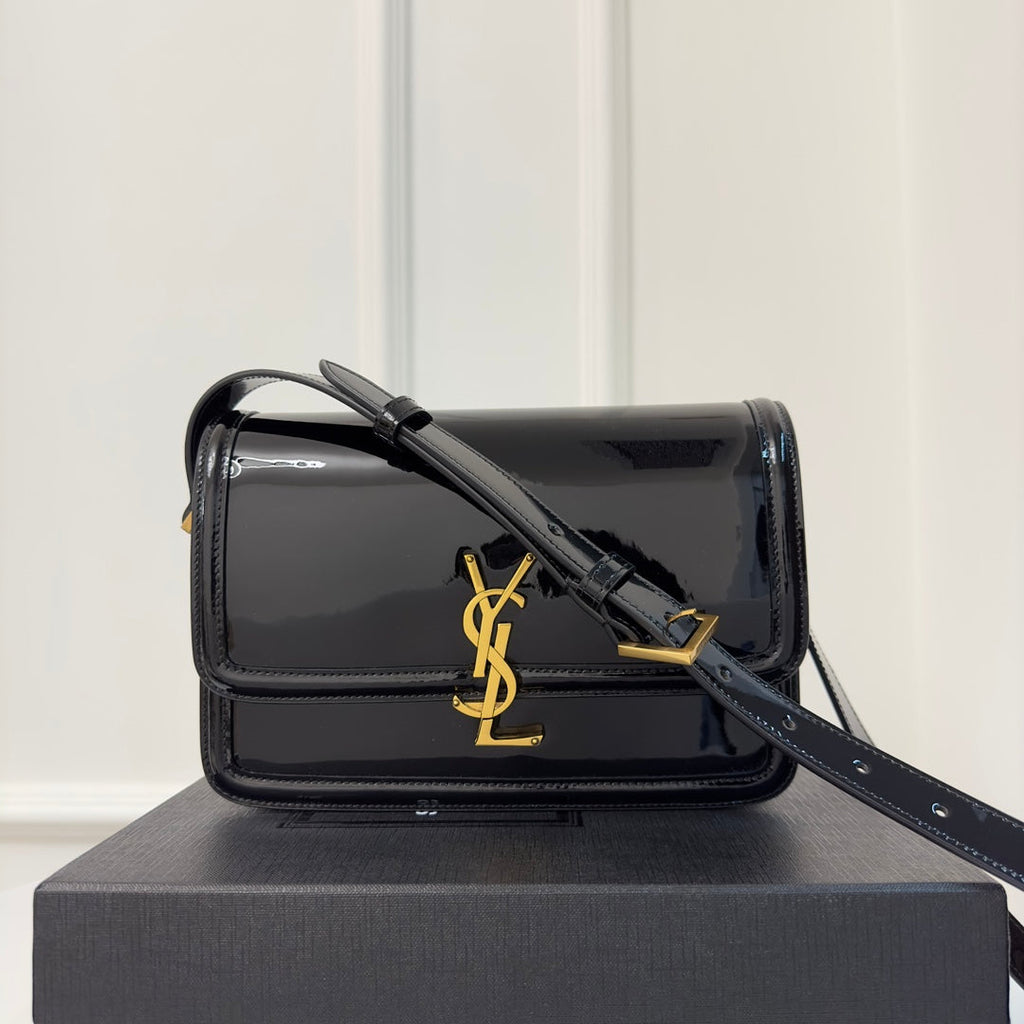 SAINT LAURENT SOLFERINO 23 SATCHEL IN BOX BLACK CALFSKIN