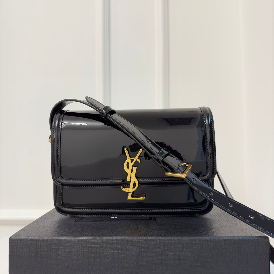 SAINT LAURENT SOLFERINO 23 SATCHEL IN BOX BLACK CALFSKIN
