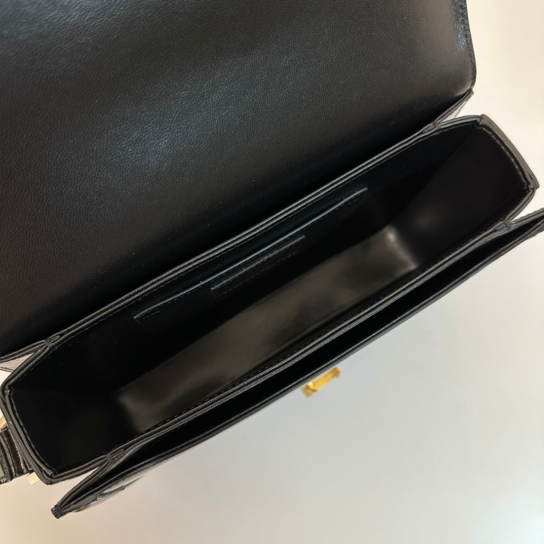 SAINT LAURENT SOLFERINO 23 SATCHEL IN BOX BLACK CALFSKIN