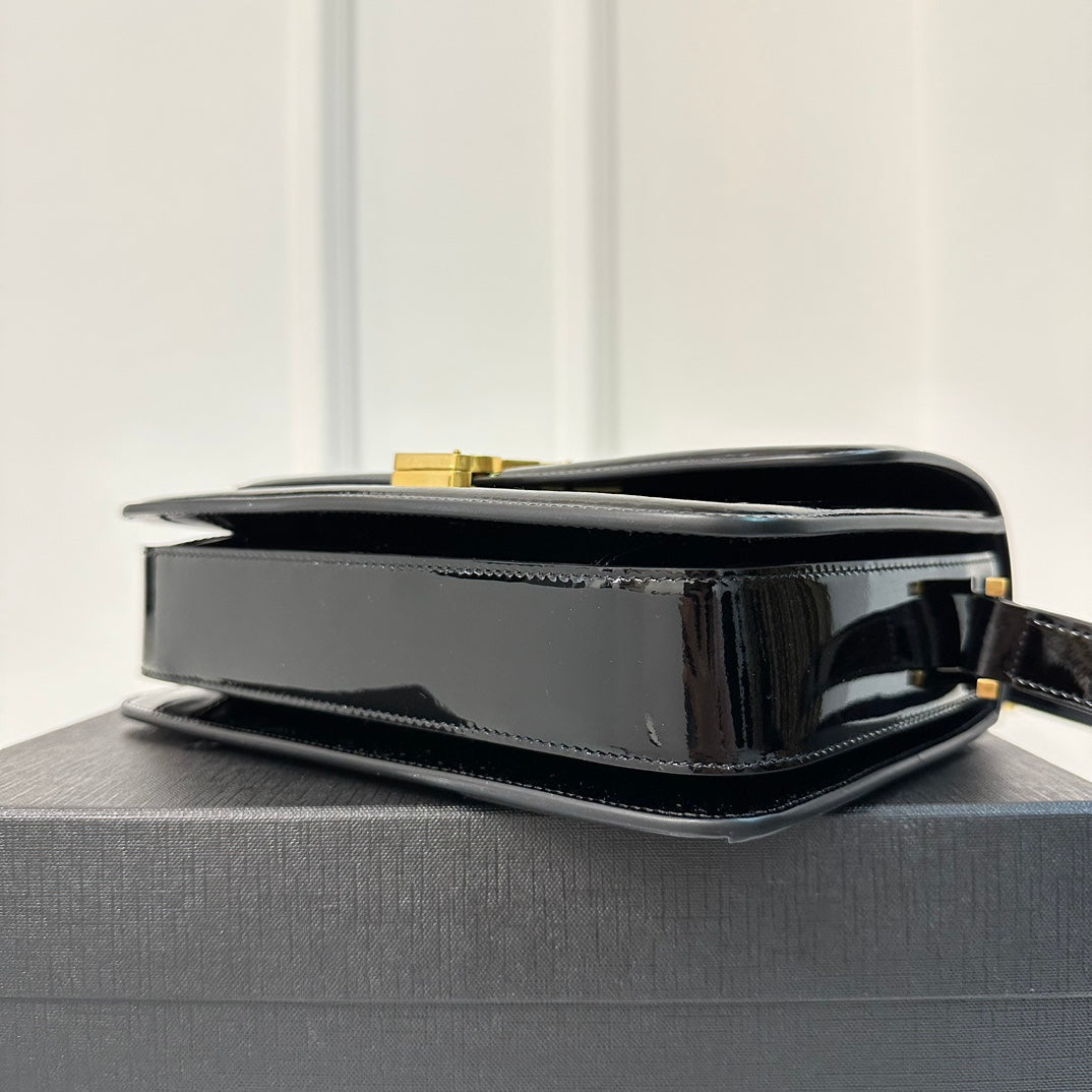 SAINT LAURENT SOLFERINO 23 SATCHEL IN BOX BLACK CALFSKIN