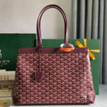 GOYARD BELLECHASSE BIAUDE PM BAG 36 IN WINE RED GOYARDINE CANVAS AND CALFSKIN TRIM