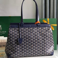 GOYARD BELLECHASSE BIAUDE PM BAG 36 IN NAVY BLUE GOYARDINE CANVAS AND CALFSKIN TRIM