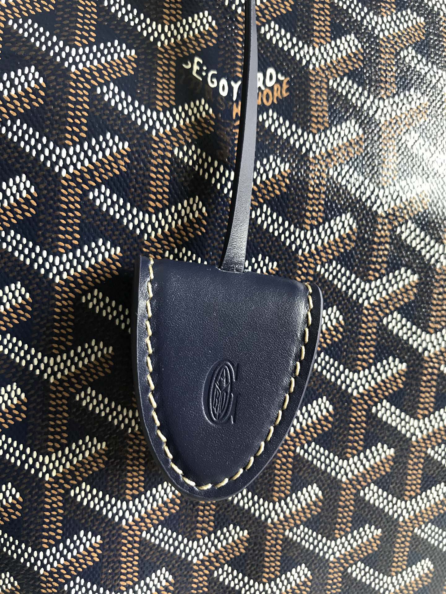 GOYARD BELLECHASSE BIAUDE PM BAG 36 IN NAVY BLUE GOYARDINE CANVAS AND CALFSKIN TRIM