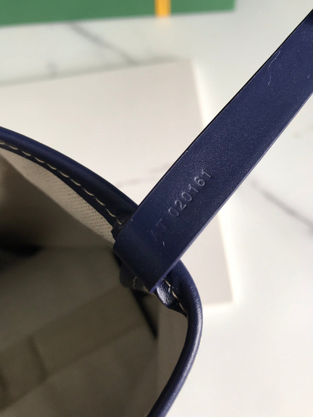 GOYARD BELLECHASSE BIAUDE PM BAG 36 IN NAVY BLUE GOYARDINE CANVAS AND CALFSKIN TRIM