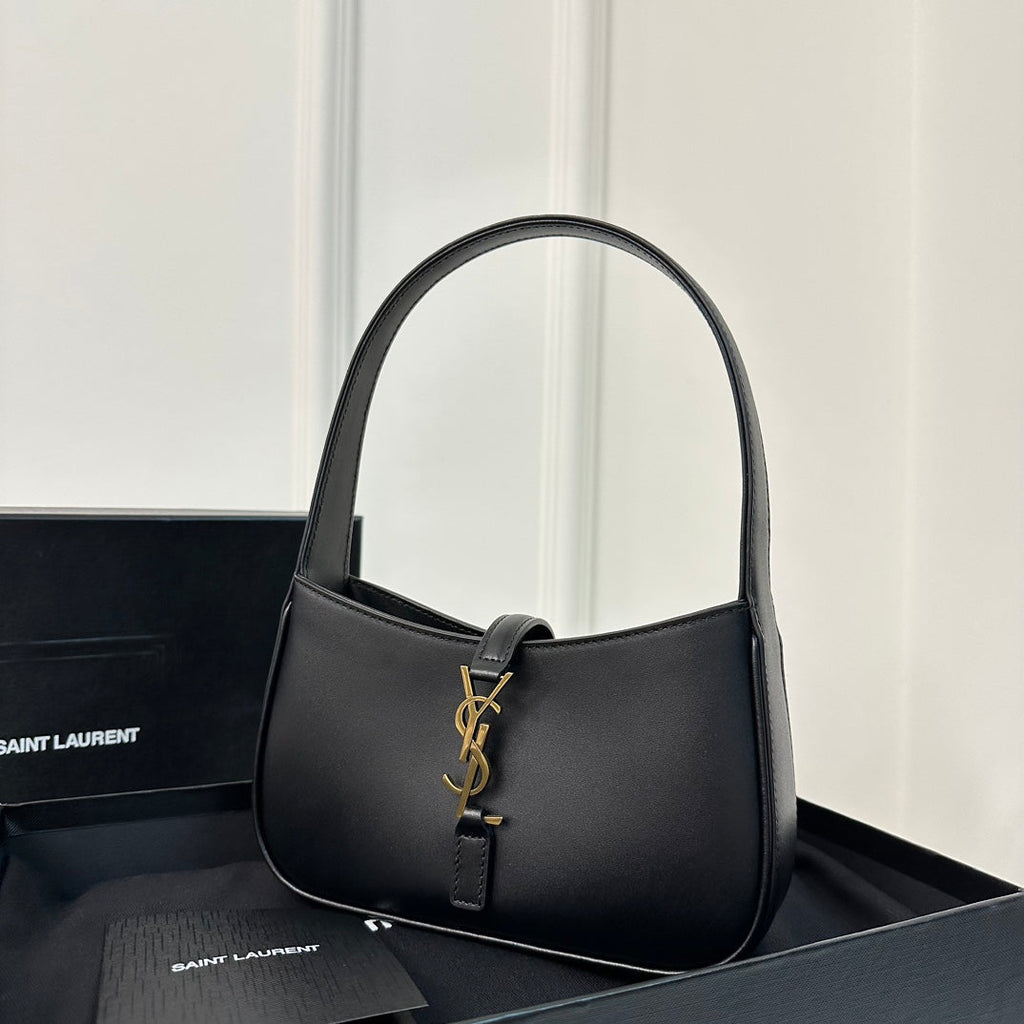 SAINT LAURENT MINI 19 BLACK SMOOTH CALFSKIN HOBO