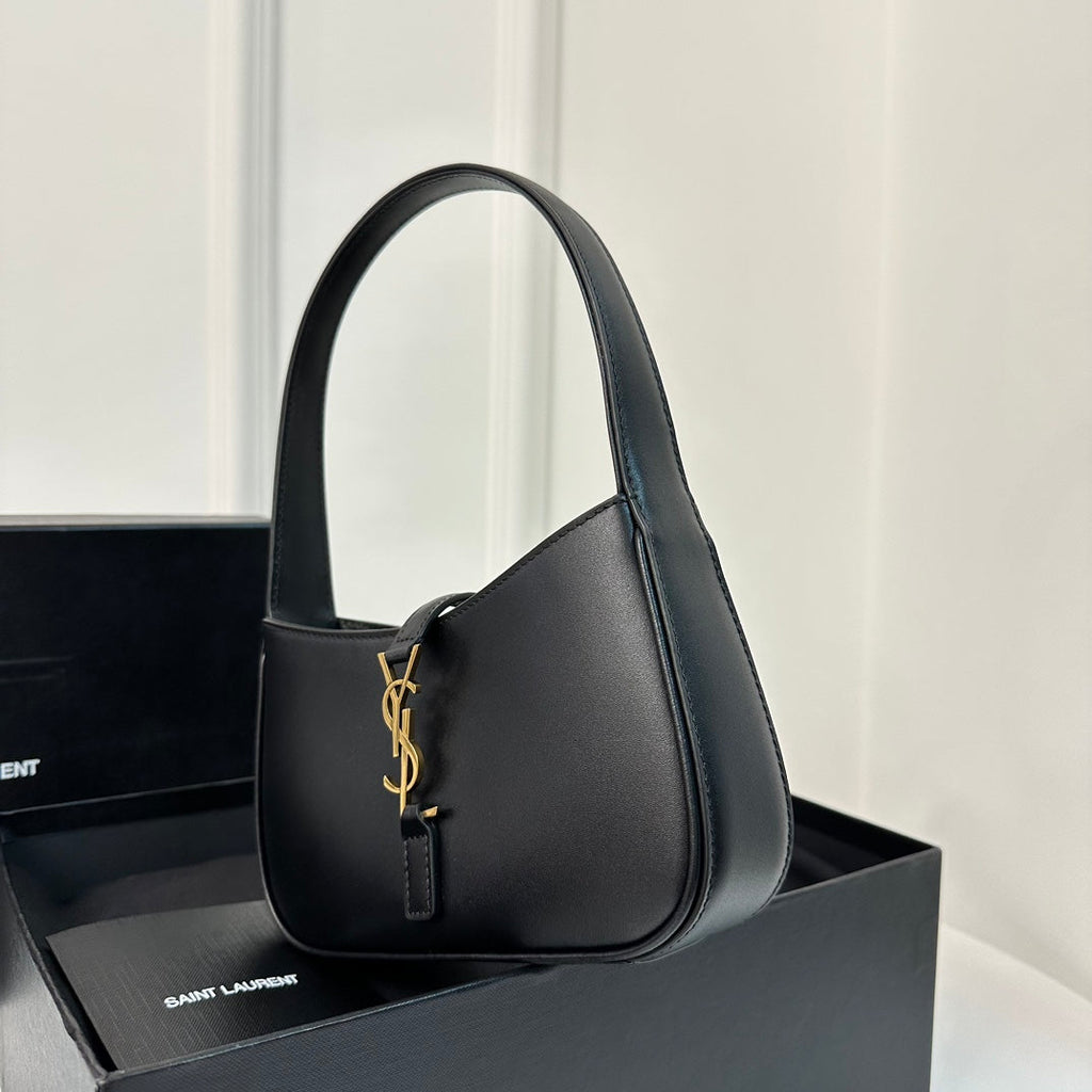 SAINT LAURENT MINI 19 BLACK SMOOTH CALFSKIN HOBO
