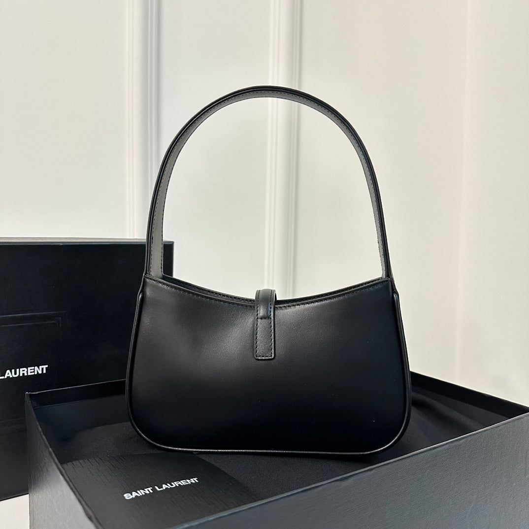 SAINT LAURENT MINI 19 BLACK SMOOTH CALFSKIN HOBO