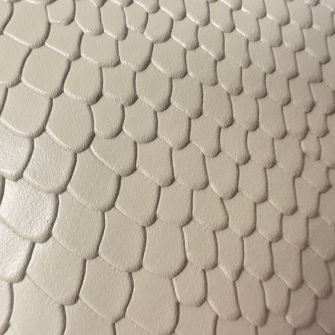 SAINT LAURENT LE 5 À 7 HANDBAG 24 IN SNAKE PATTERN WHITE CALFSKIN