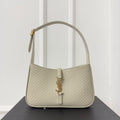 SAINT LAURENT LE 5 À 7 HANDBAG 24 IN SNAKE PATTERN WHITE CALFSKIN