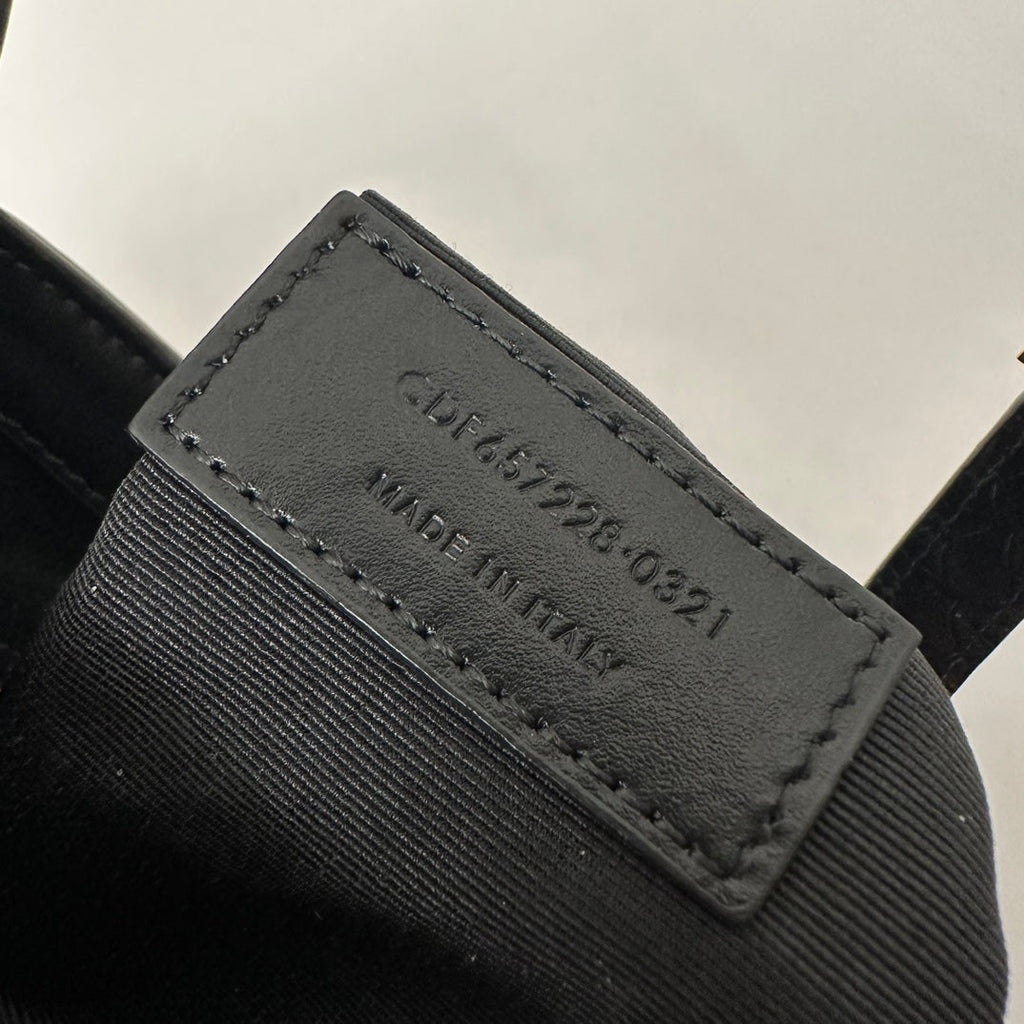 SAINT LAURENT LE 5 À 7 HANDBAG 24 IN SNAKE PATTERN BLACK CALFSKIN