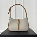 SAINT LAURENT LE 5 À 7 BAG 23 WHITE BROWN CANVAS WITH CALFSKIN