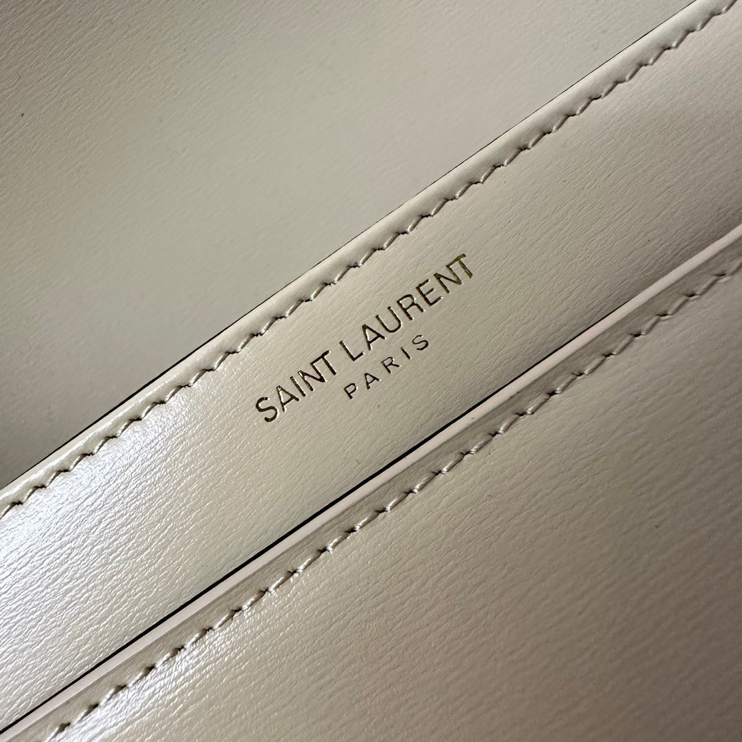 SAINT LAURENT SOLFERINO 23 SATCHEL IN BOX BEIGE CREAM CALFSKIN